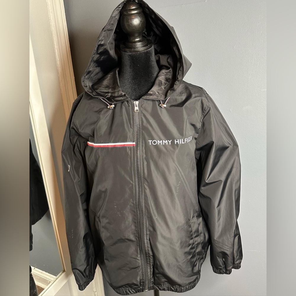 Black Tommy Hilfiger rain jacket